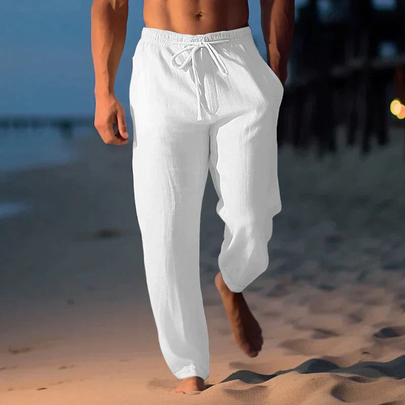 Charly | Men's Drawstring Linen Blend Beach Pants
