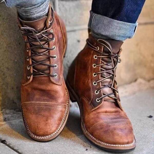 Charly | Men's Lace-Up Boots Classic Distressed Design