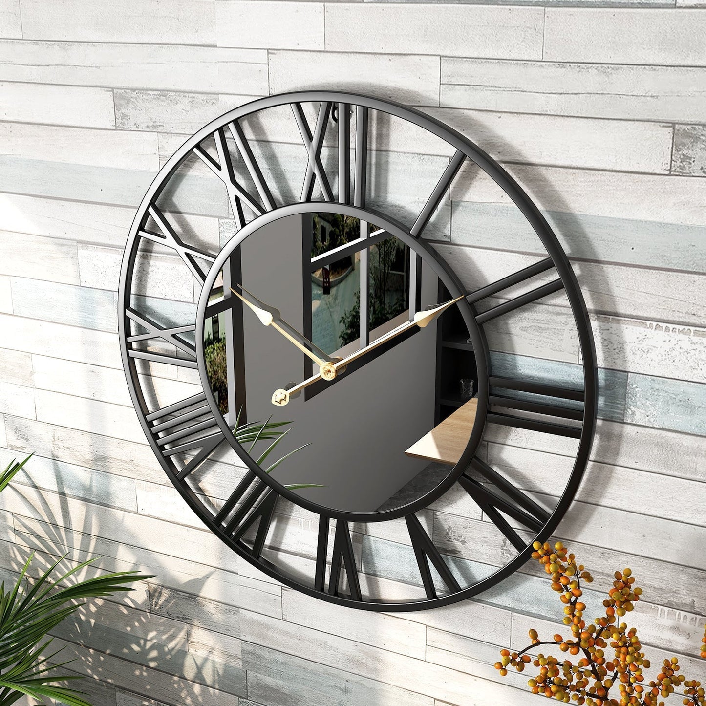 Charly | Metal Vintage Large Wall Clock with Mirror 39cm