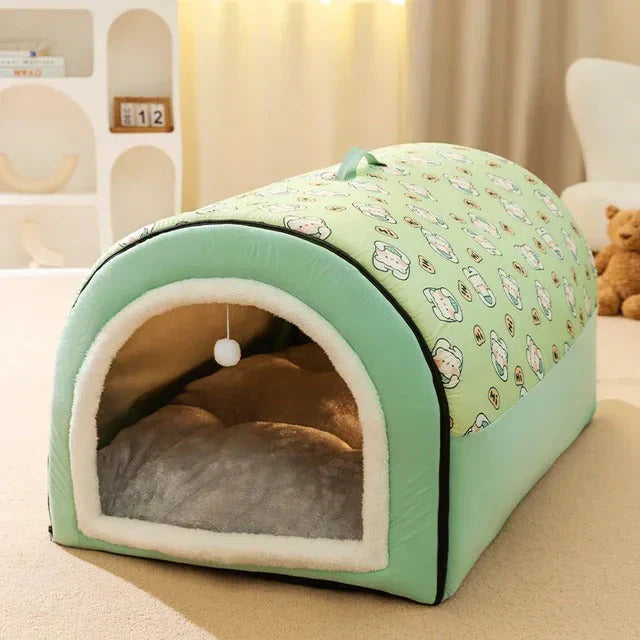 Charly | Pet Cave Bed | Cozy Enclosed Pet Den | Adorable Print