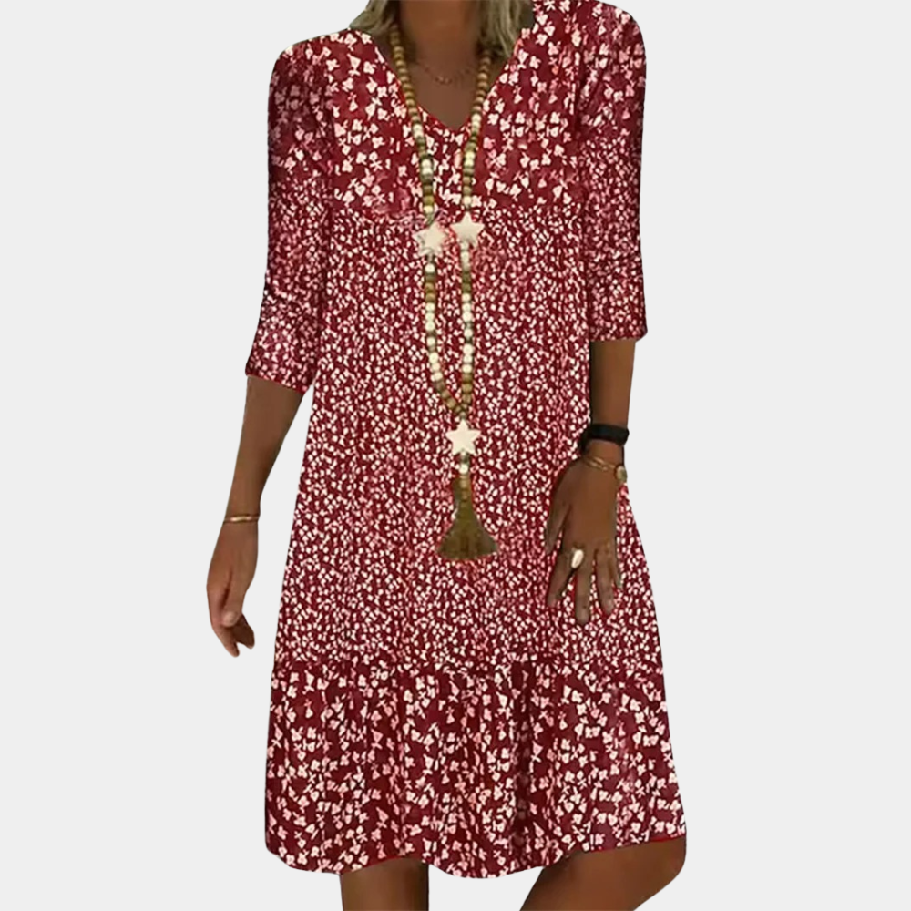 Charly | Women's Floral Midi Dress with V-Neck