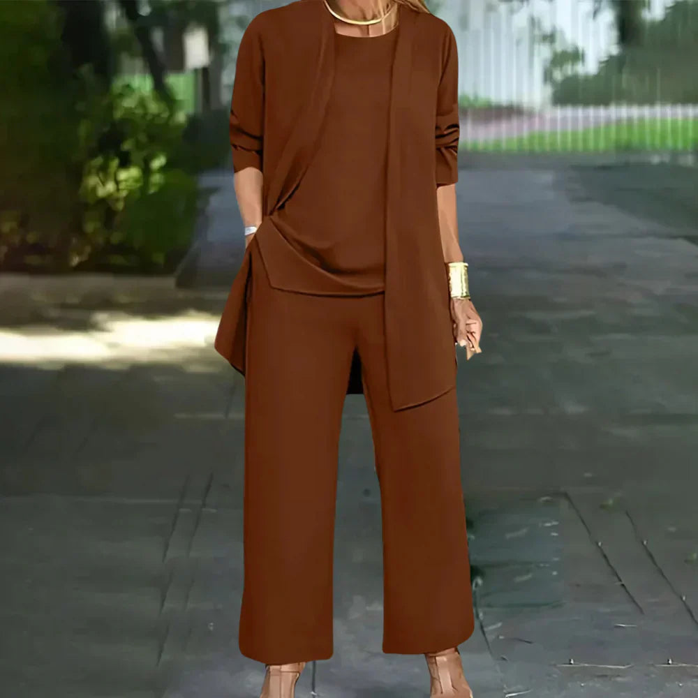 Charly | Women's Three-Piece Pantsuit with Layered Top