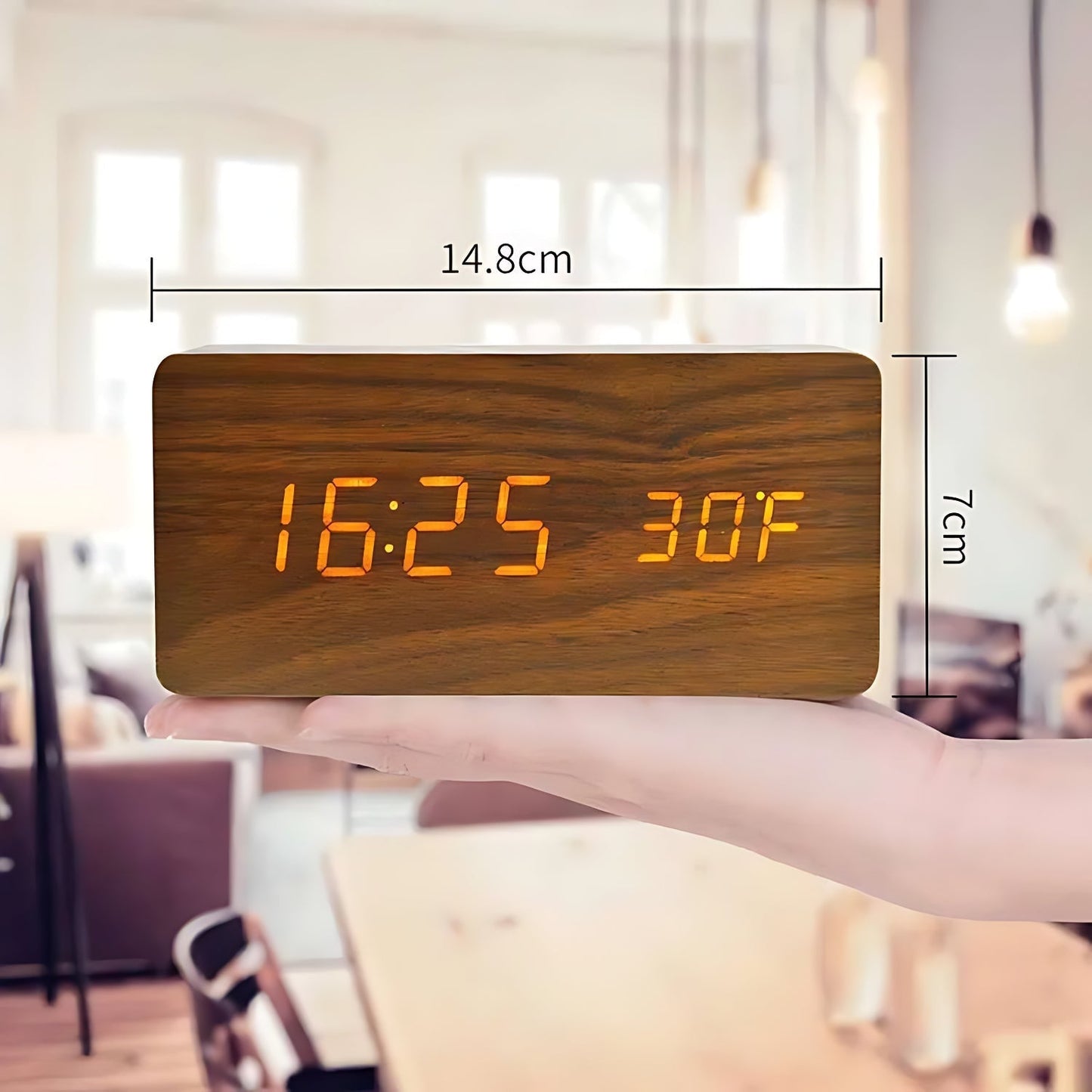 Natural Wood LED Alarm Clock