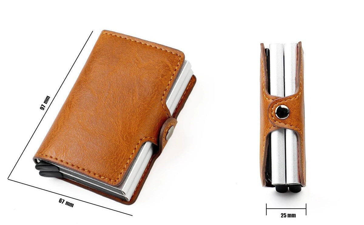 RFID Leather Wallet with Pop-up Aluminum Holders - Protect Your Cards and Identity