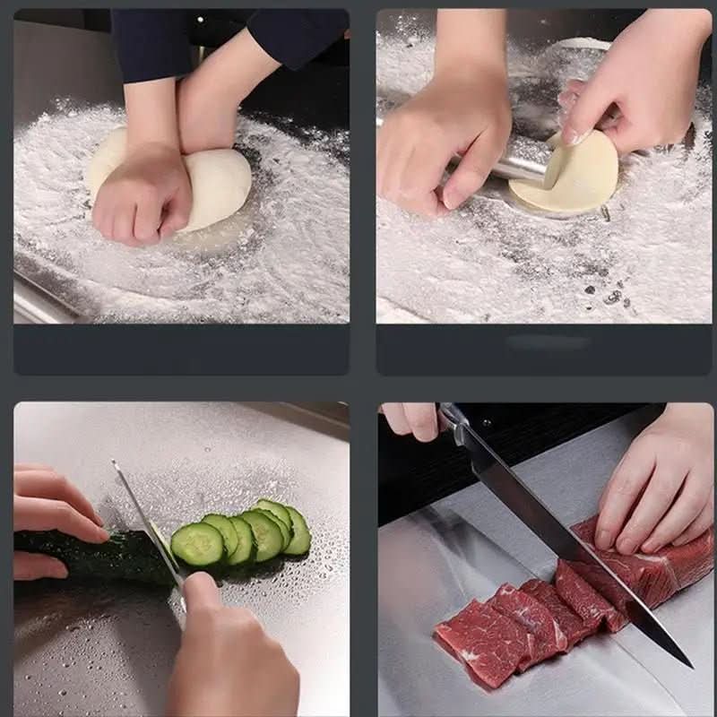 STEELCUT PRO - Stainless steel cutting board with non-slip underside & integrated lip
