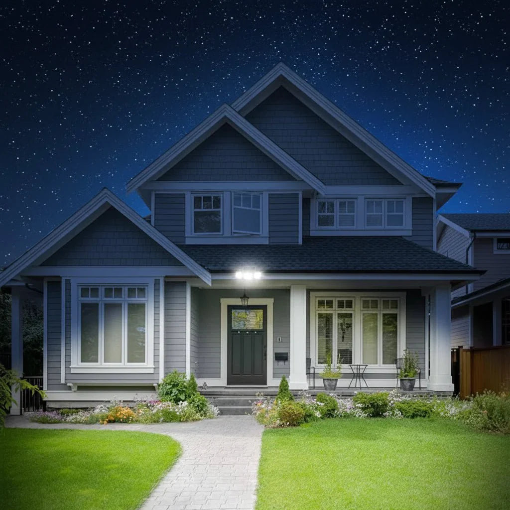 SUNDEFENSE – Solar-powered security light with motion sensor & remote control