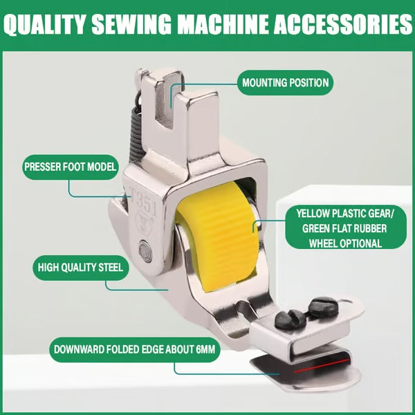 1+1 Free | Versatile Walking Foot for Sewing Machines – Adjustable for Perfect Hems | Green & Yellow
