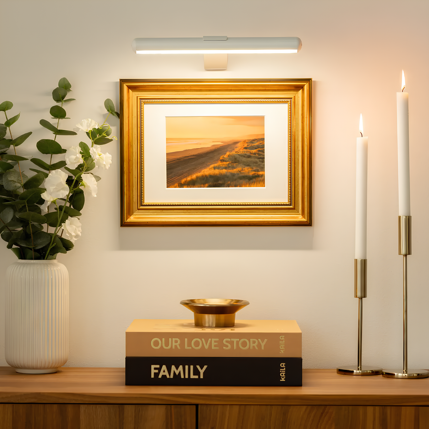 ArtGlow Wireless LED Lighting for Paintings – Rechargeable Wall Sconce with Remote Control, Dimmable Light