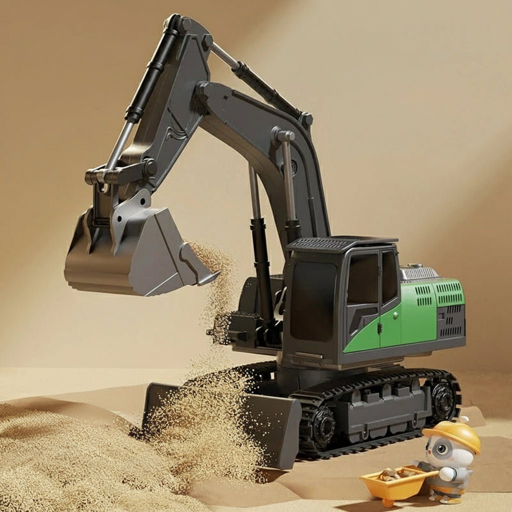 BAUPOWER – Remote-controlled excavator made of metal alloy with light and sound effects