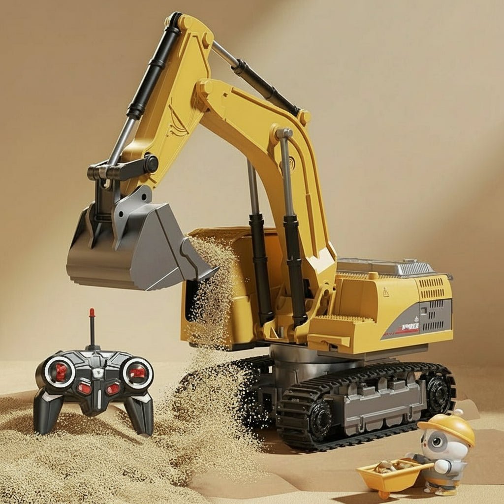 BAUPOWER – Remote-controlled excavator made of metal alloy with light and sound effects