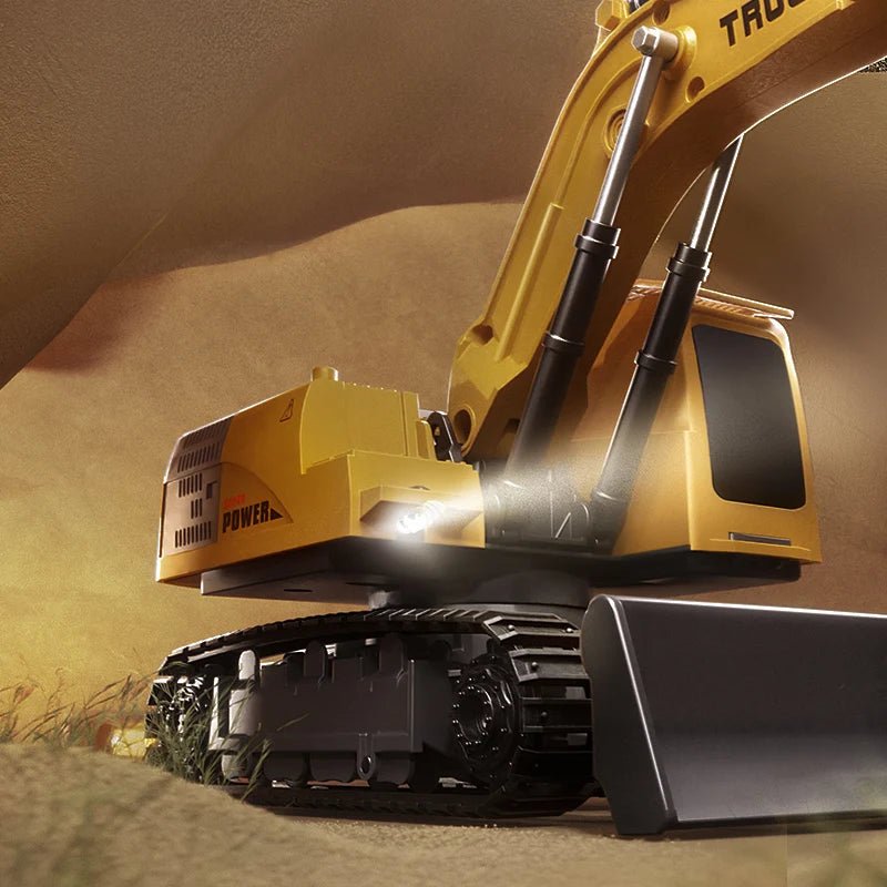 BAUPOWER – Remote-controlled excavator made of metal alloy with light and sound effects