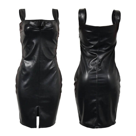 Black Bodycon Leather Dress