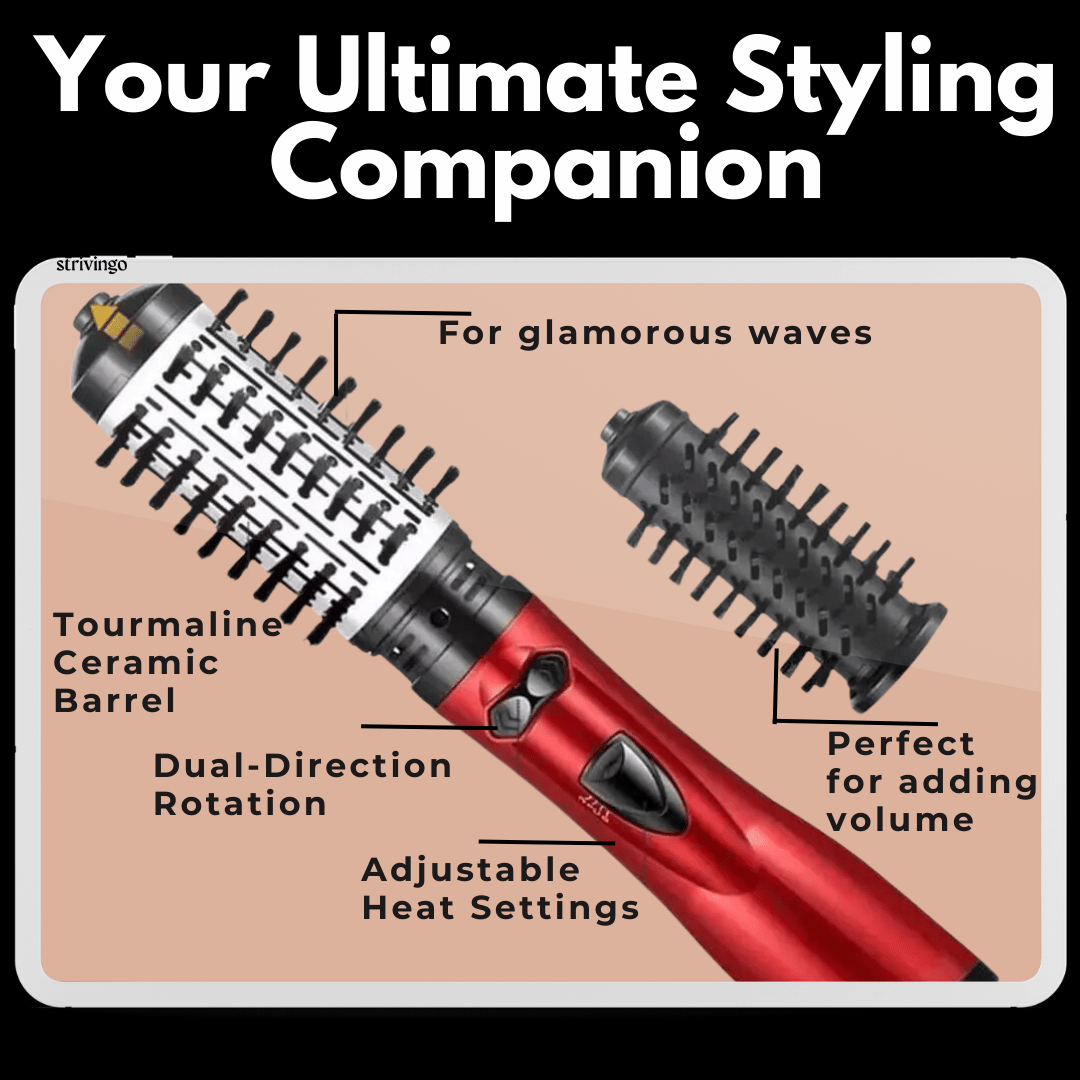 Charly | 3-in-1 Rotating Hair Dryer and Styler with Adjustable Temperature for Effortless Curls and Waves