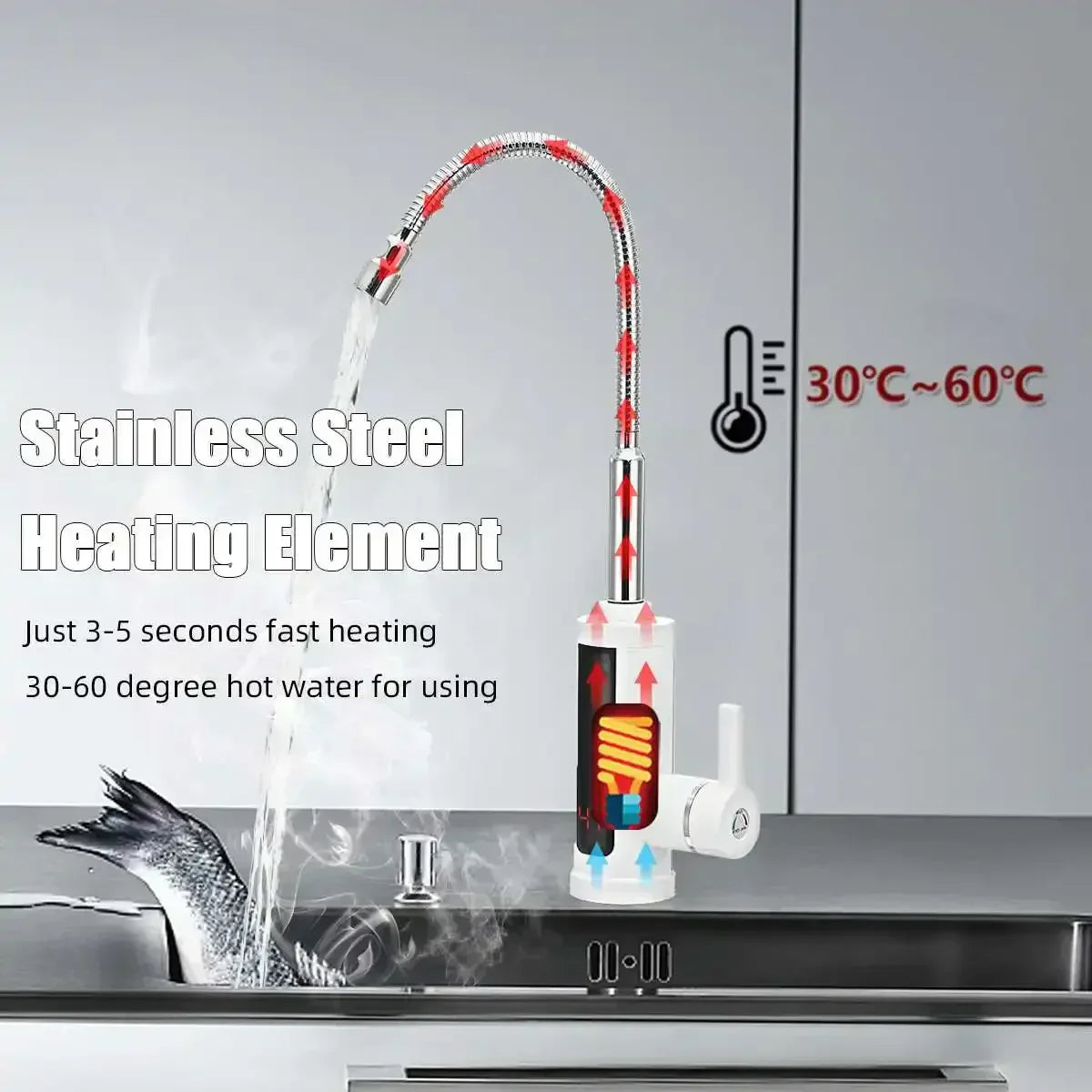 Charly | 3000W Electric Kitchen Faucet with Instant Hot Water - FlowHeat