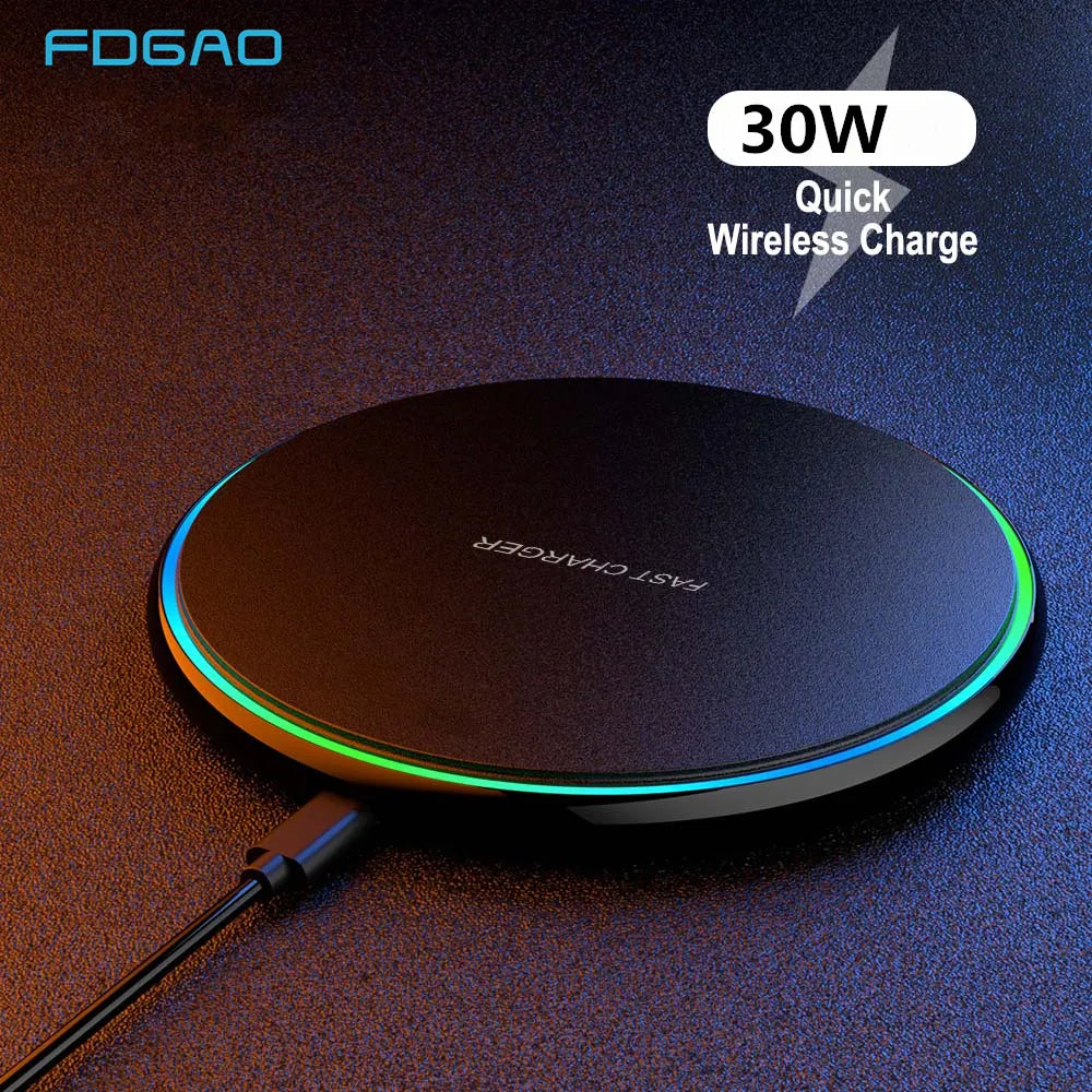 Charly | 30W Fast Wireless Charging Pad | Premium USB C Charging Cable MagSafe Charger for Apple iPhone, Samsung & Android - Fast Wireless Charging Pad