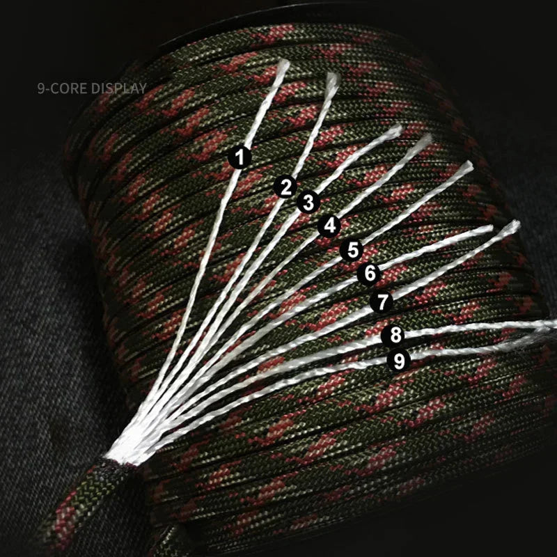 Charly | 550 Military Standard Paracord Rope: 100m 4mm Outdoor Survival Gear for Parachute, Tent, Lanyard, Belt - 9-Core Rope for Camping & Emergencies