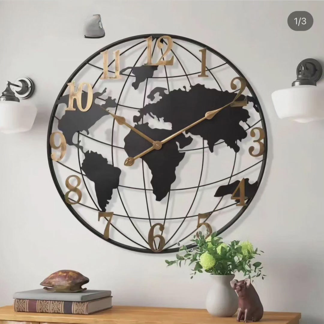 Charly | 60cm Large World Map Wall Clock