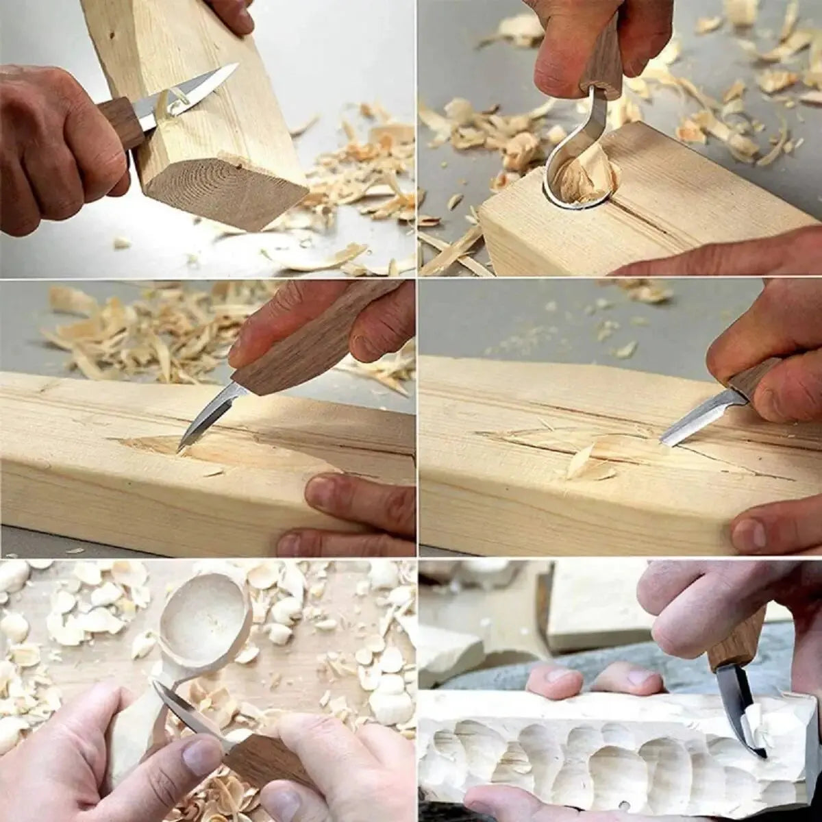 Charly | 8-Piece Wood Carving Set: Hand Carving Knife Set with Needle Files - Wood Spoon Carving Set for Beginners