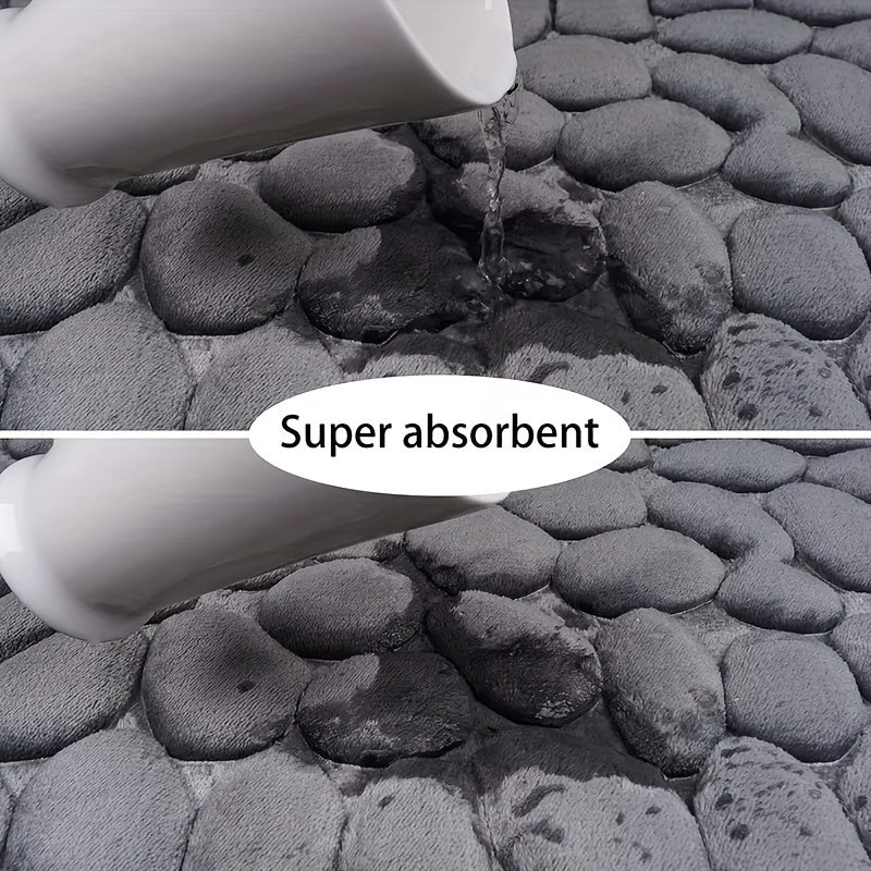 Charly | Absorbent Bath Mat Stone Patterned Bath Rug