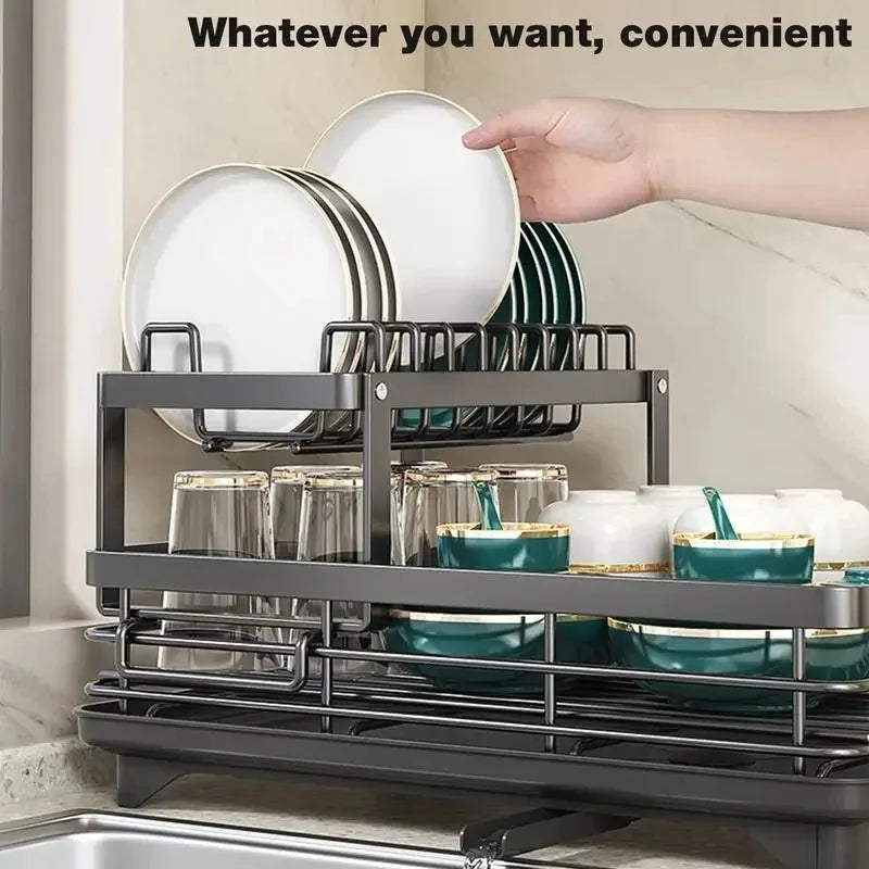Charly | Adjustable Dish Drying Rack with Cutting Board Holder