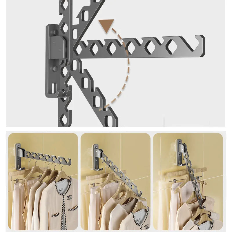 Charly | Adjustable Wall-Mounted Clothes Rack - Foldable Clothes and Garment Organizer with High Load Design