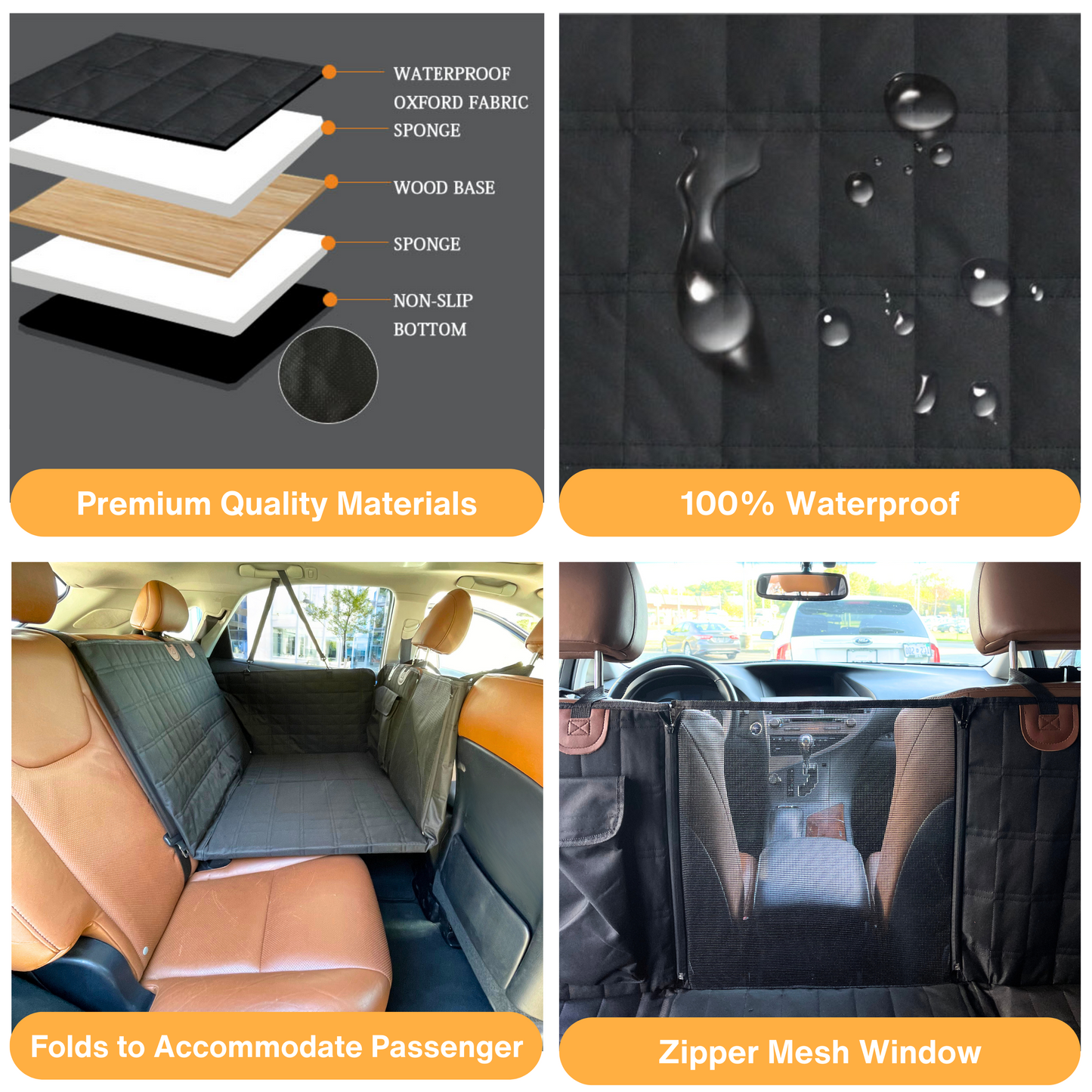 Charly | Backseat Extender for Dogs - Black with Door Covers