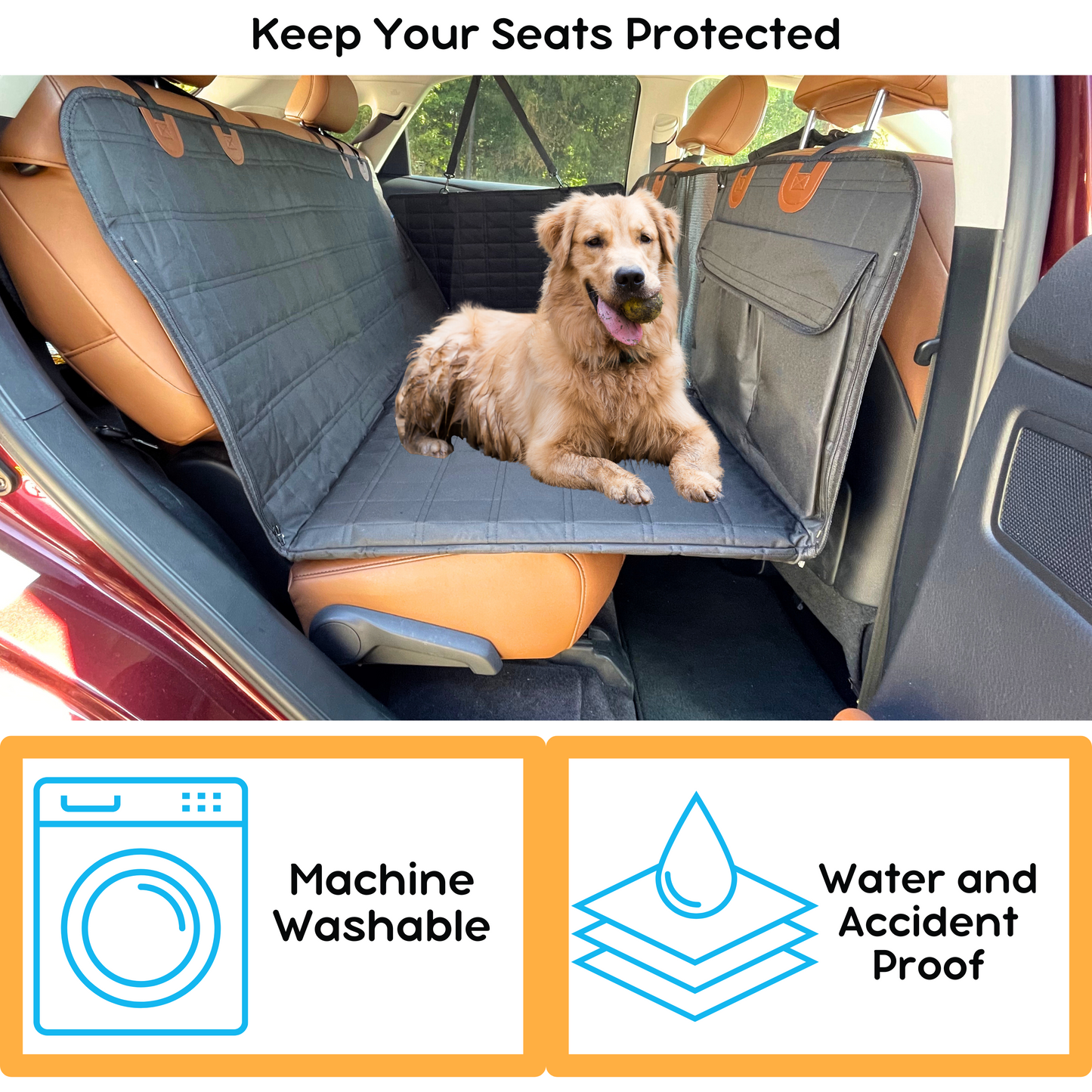 Charly | Backseat Extender for Dogs - Black with Door Covers