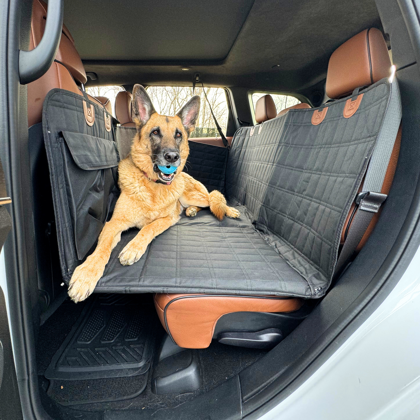 Charly | Backseat Extender for Dogs - Black with Door Covers