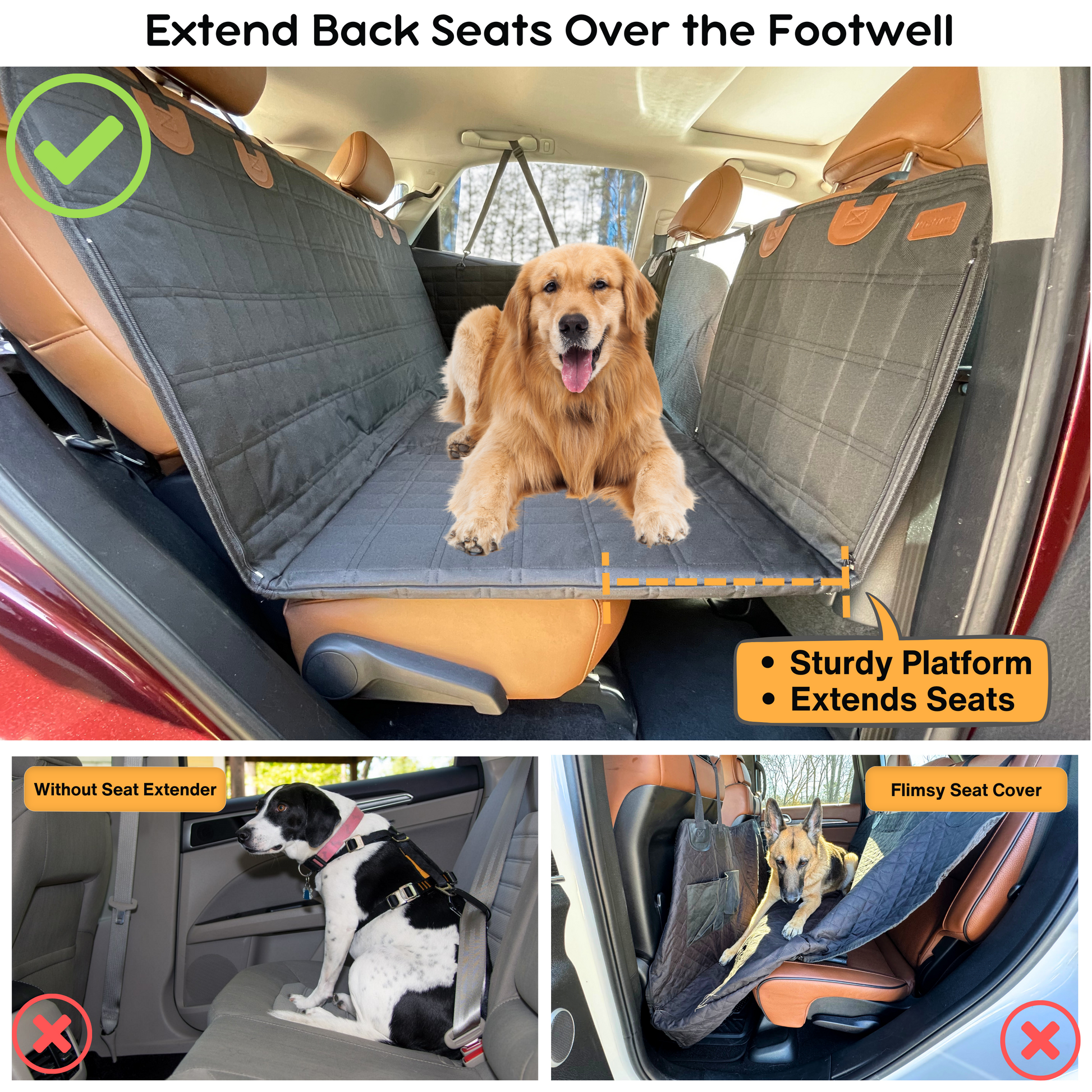 Charly | Backseat Extender for Dogs - Black with Door Covers