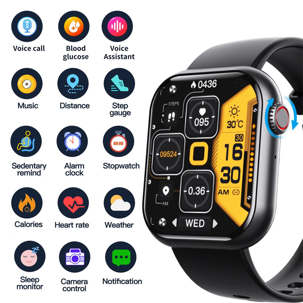 Charly | Blood Glucose Blood Pressure Blood Oxygen Sleep Monitor Waterproof Smartwatch