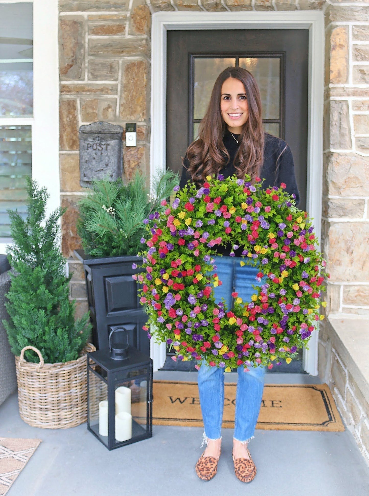 Charly | BloomWreath Spring & Summer Front Door Wreath | Handmade Floral Grapevine Accent