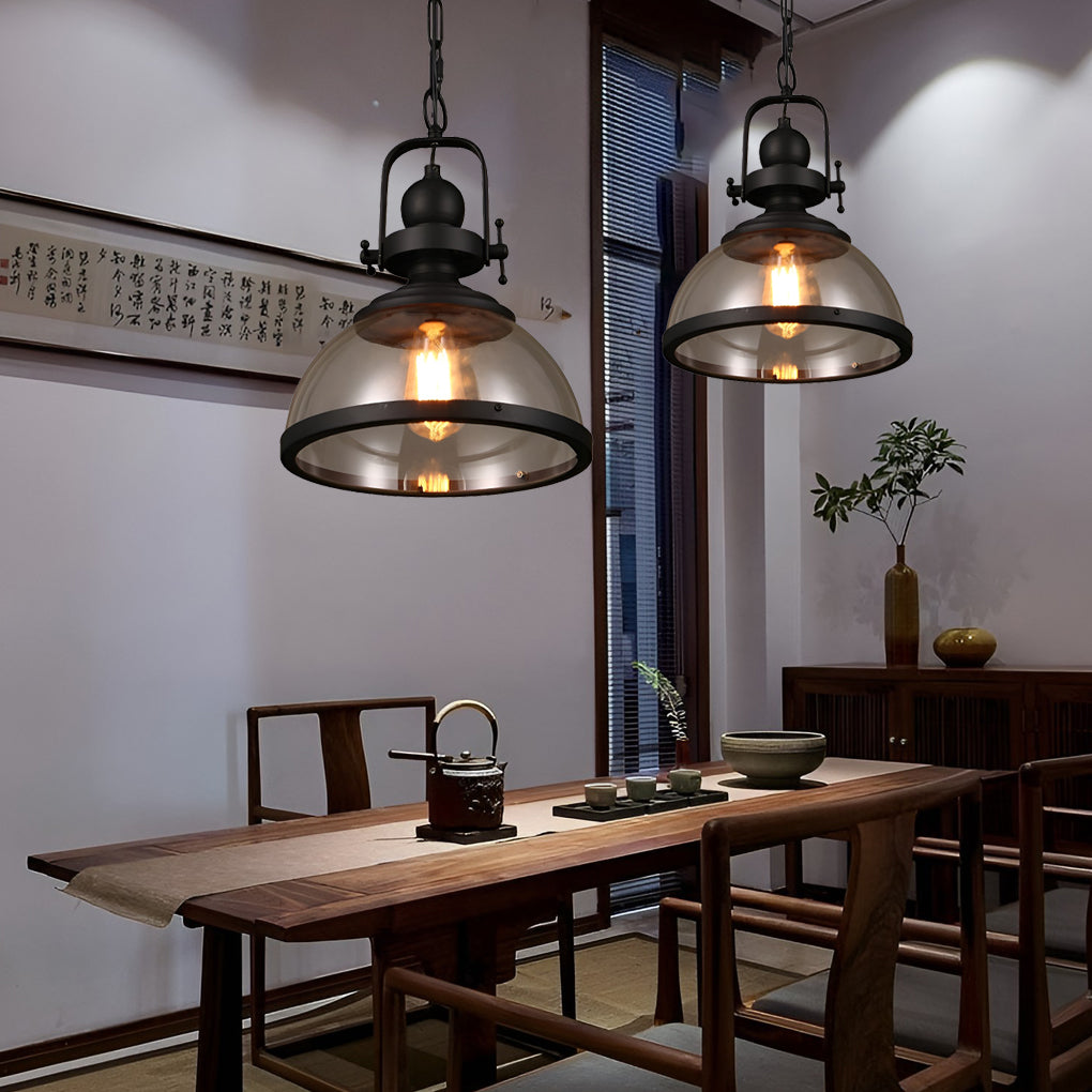 Charly | Bowl-Shaped Glass Pendant Light | Industrial Retro Design