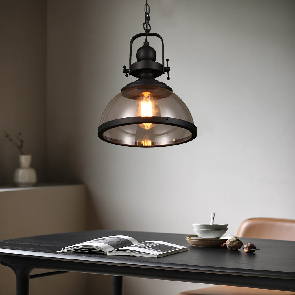Charly | Bowl-Shaped Glass Pendant Light | Industrial Retro Design
