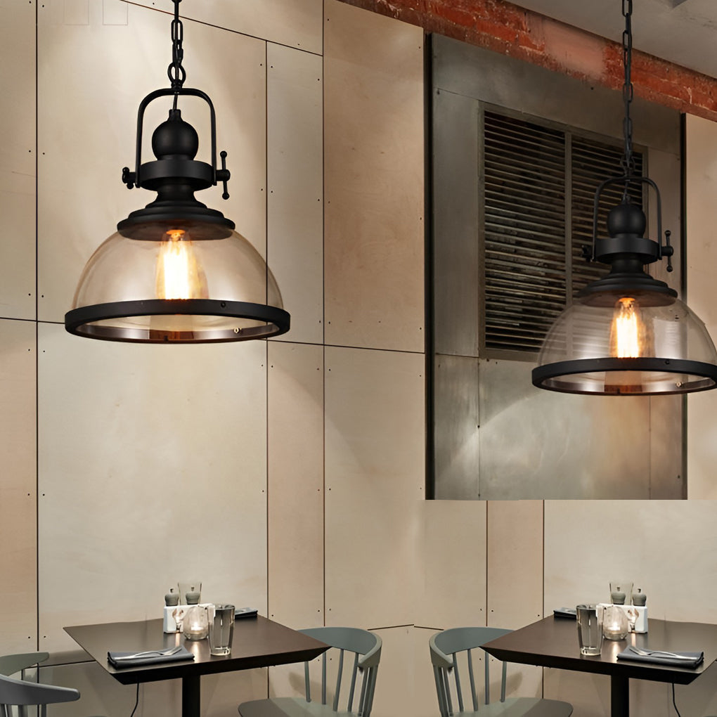 Charly | Bowl-Shaped Glass Pendant Light | Industrial Retro Design