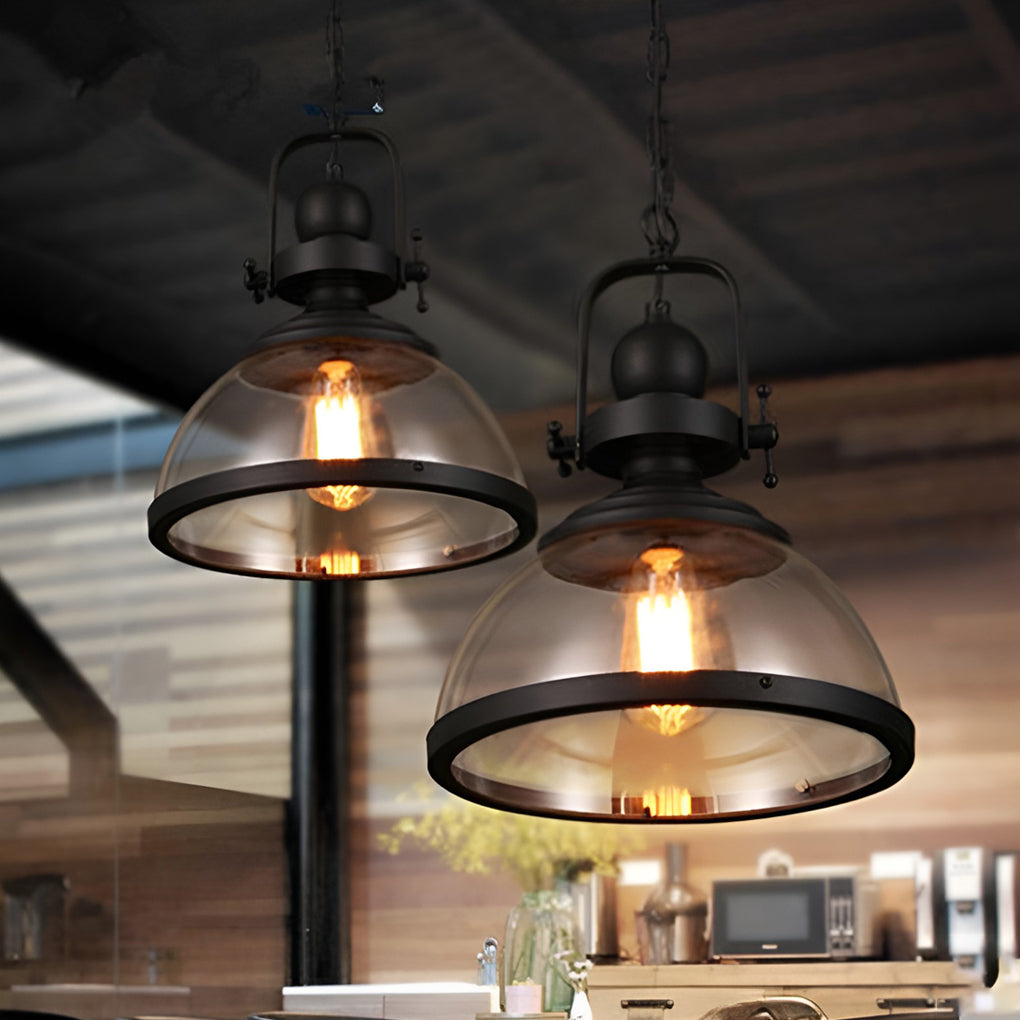 Charly | Bowl-Shaped Glass Pendant Light | Industrial Retro Design