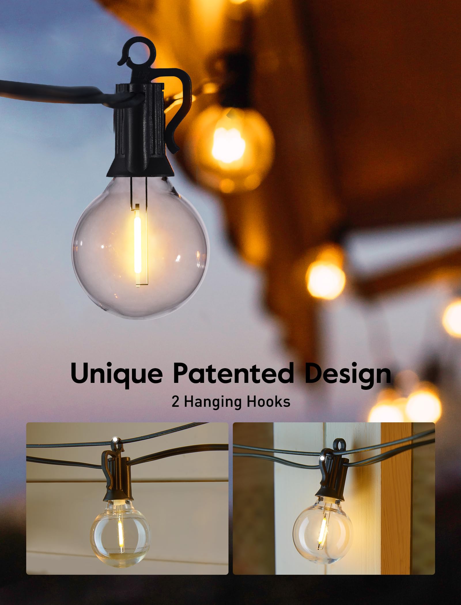 Charly | Brightown 60Ft Outdoor String Lights - G40 Globe LED Patio Lights with 32 Shatterproof Bulbs