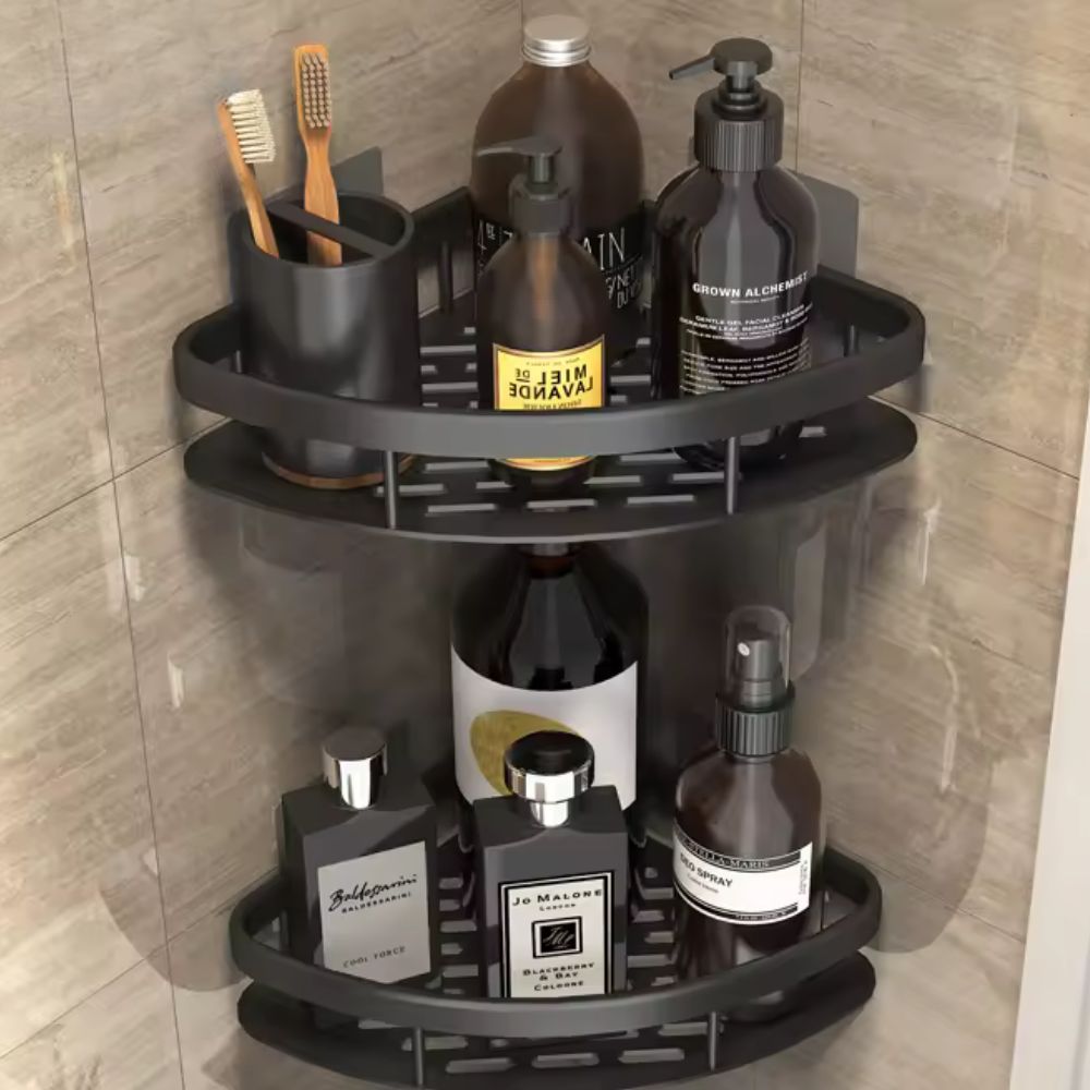 Charly | Corner Shower Caddy, Wall-Mounted Organizer Shelf