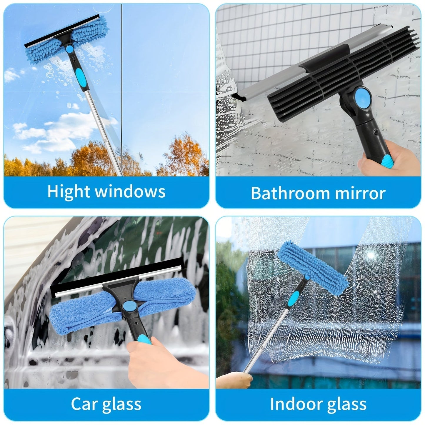 Charly | Crystal Clear Window Cleaner – Professional 2-in-1 Telescopic Window and Glass Cleaning System