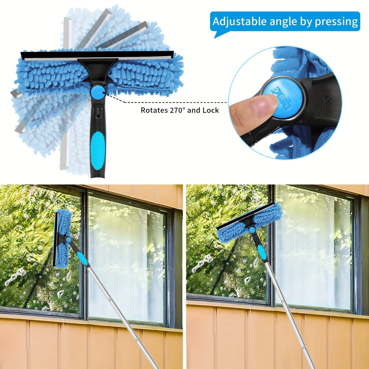 Charly | Crystal Clear Window Cleaner – Professional 2-in-1 Telescopic Window and Glass Cleaning System