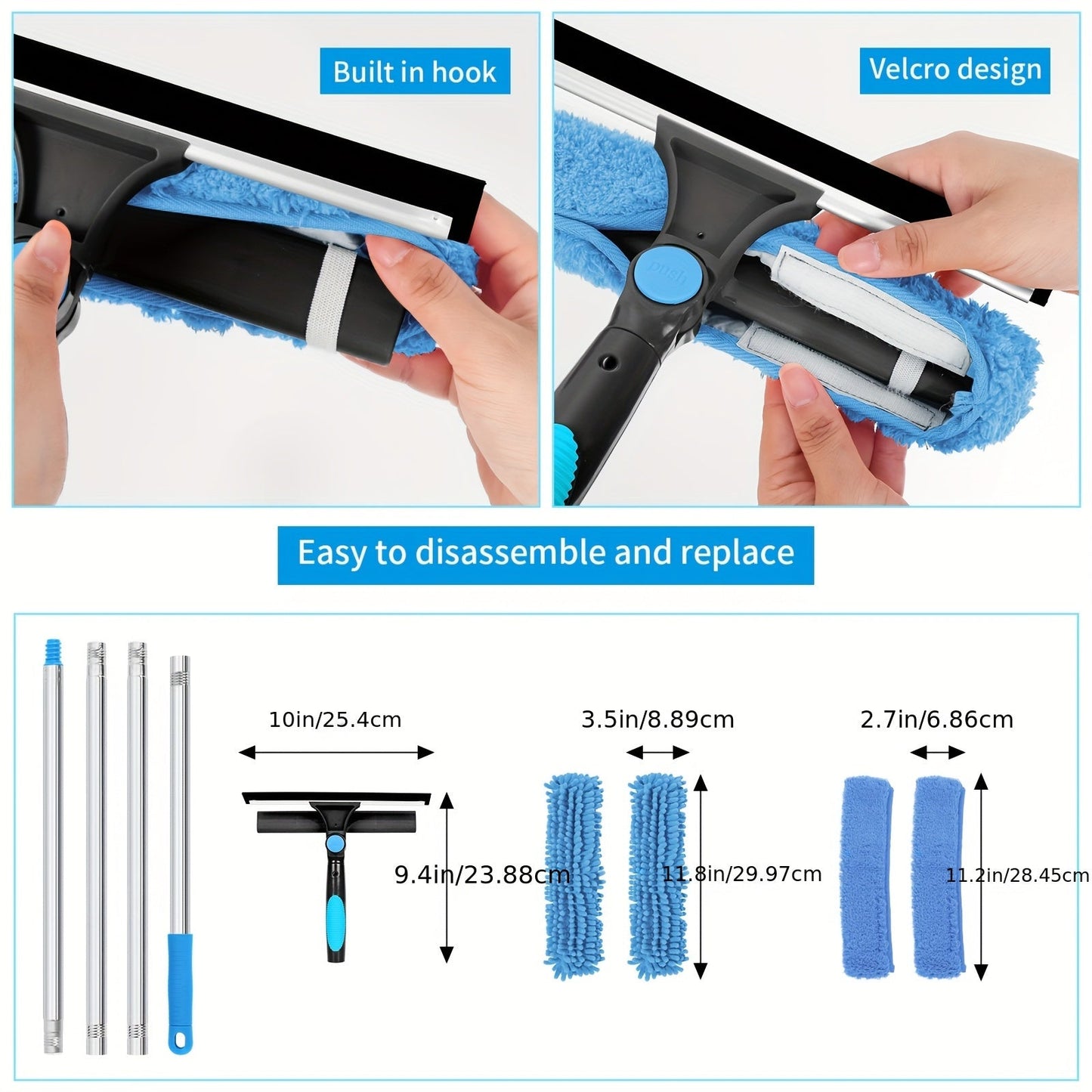 Charly | Crystal Clear Window Cleaner – Professional 2-in-1 Telescopic Window and Glass Cleaning System