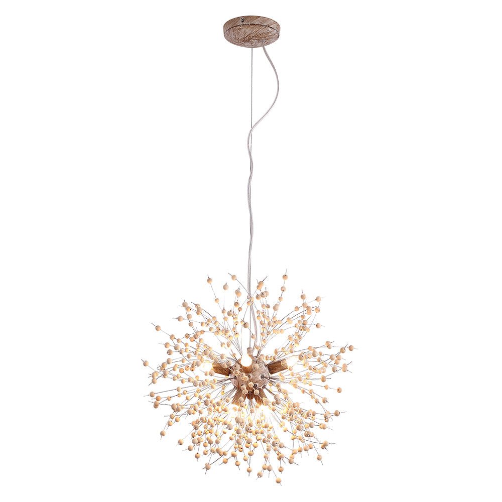 Charly | Dandelion Pendant Light with Wooden Beads | Firework Starburst Design