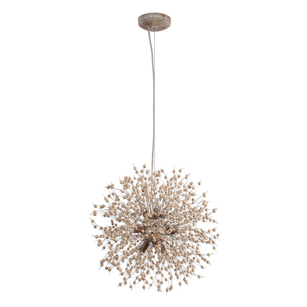 Charly | Dandelion Pendant Light with Wooden Beads | Firework Starburst Design