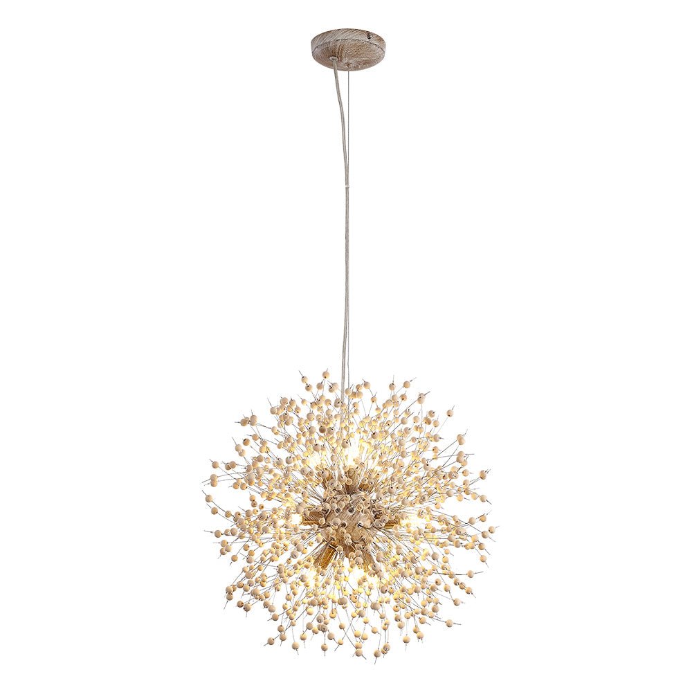 Charly | Dandelion Pendant Light with Wooden Beads | Firework Starburst Design