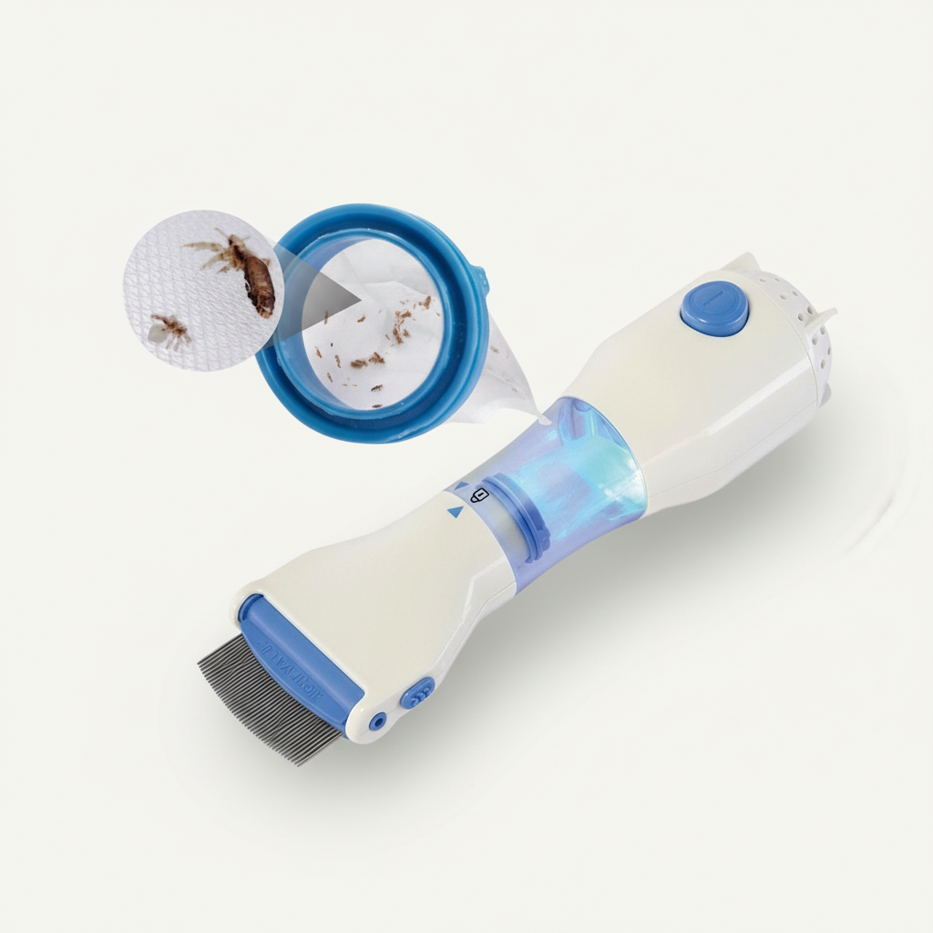 Charly | Electric Lice Remover | Vacuum Suction Technology | Stainless Steel Tooth System | Chemical-Free Nits Extraction | Integrated LED Control Light | Includes Hygiene Filter