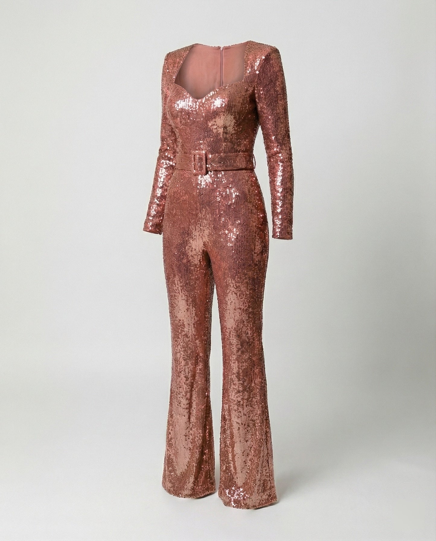 Charly - Elegant Sequin Jumpsuit with Long Sleeves Figure-Hugging Fit