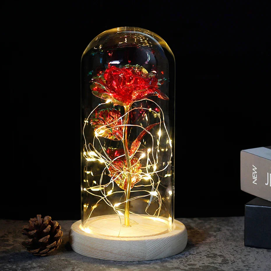 Charly – Eternal Rose in Glass Dome with Atmospheric LED Lighting