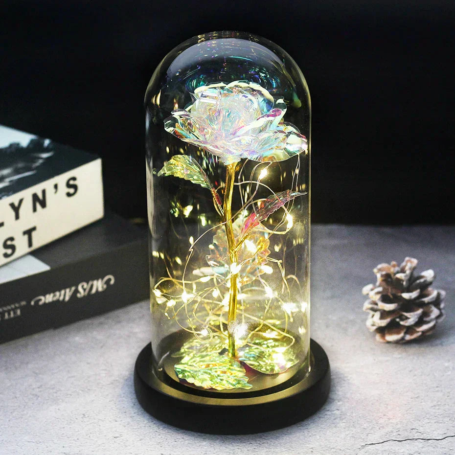 Charly – Eternal Rose in Glass Dome with Atmospheric LED Lighting