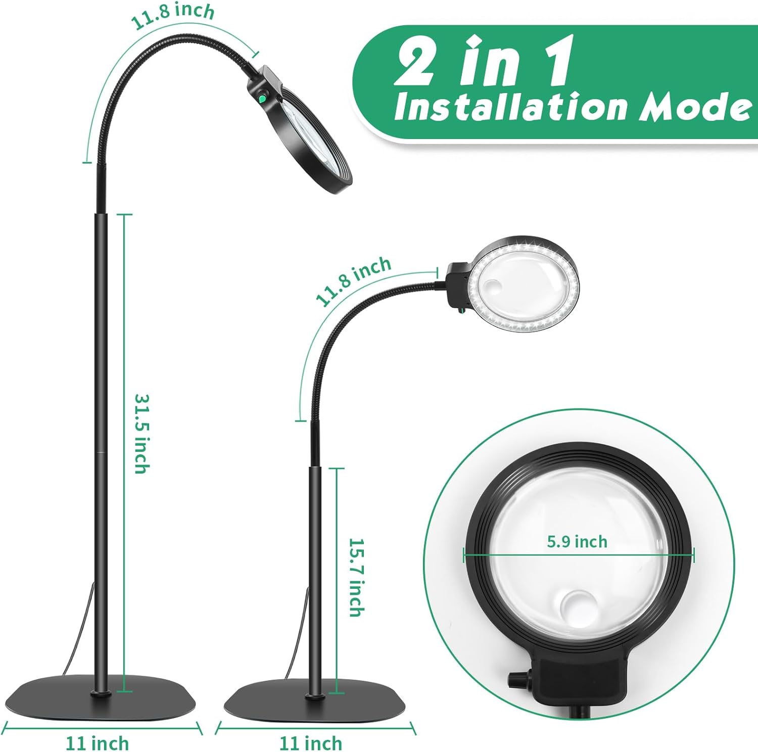 Charly | Full-Page Magnifying Glass with LED Light – Hands-Free Reading Aid for Books, Crafts & Hobbies