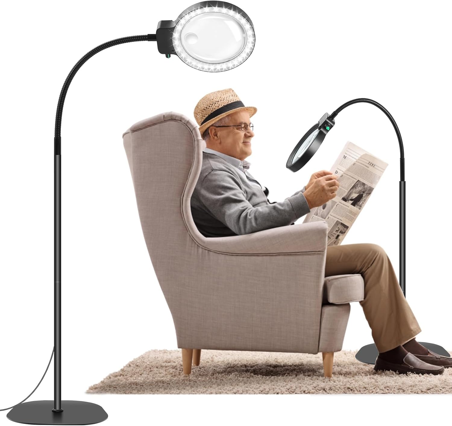 Charly | Full-Page Magnifying Glass with LED Light – Hands-Free Reading Aid for Books, Crafts & Hobbies