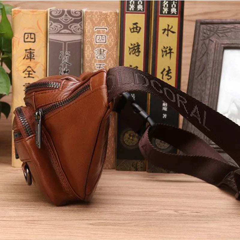 Charly | Genuine Cowhide Leather Waist Bag for Men – Large Capacity Fanny Pack, Belt & Crossbody Travel Bag